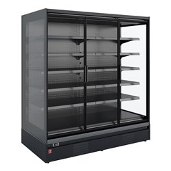 Meuble mural r&eacute;frig&eacute;r&eacute;, libre-service, portes battantes - FULL BLACK - Diamond - RNP26-U5