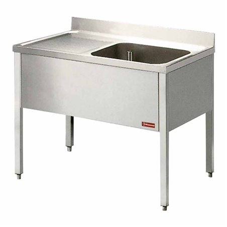 Plonge 1 cuve et 1 &eacute;gouttoir &agrave; gauche, avec pi&eacute;tement - Diamond - L1210S/6-KD-D