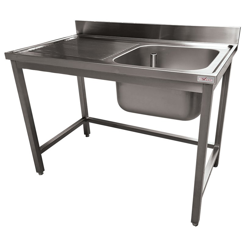 Plonge inox ECO 1 cuve &eacute;gouttoir gauche, sans tablette inf&eacute;rieure - Diamond - WR-C1E1-4G