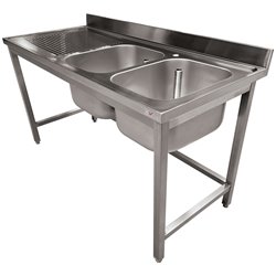 Plonge inox ECO 2 cuves &eacute;gouttoir gauche, sans tablette inf&eacute;rieure - Diamond - WR-C2E1-8G