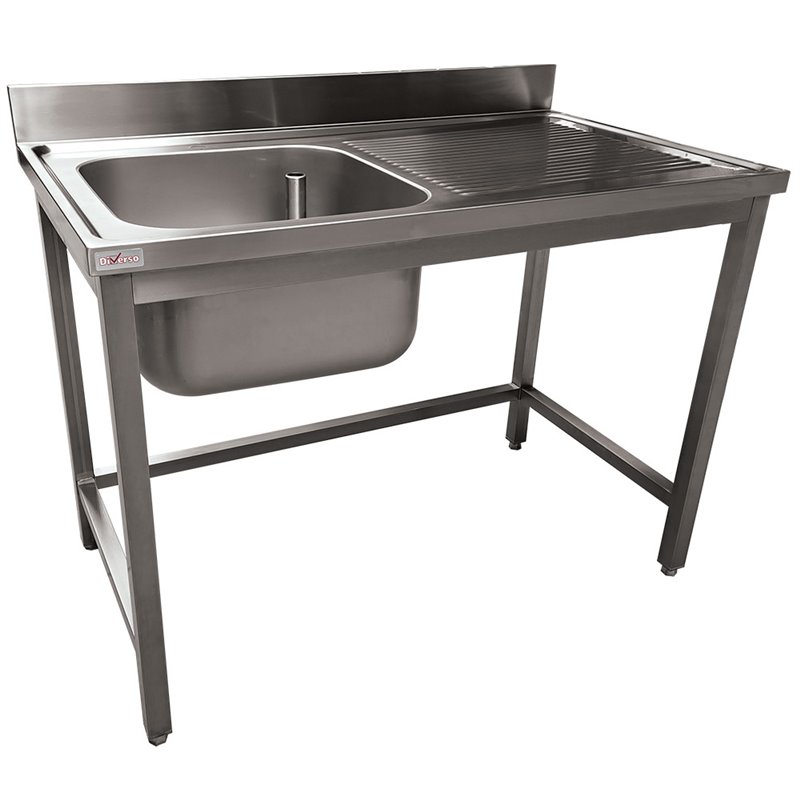 Plonge inox ECO 1 cuve &eacute;gouttoir droite, sans tablette inf&eacute;rieure - Diamond - WR-E1C1-4D