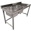 Plonge inox ECO 2 cuves &eacute;gouttoir droite, sans tablette inf&eacute;rieure - Diamond - WR-E1C2-6D