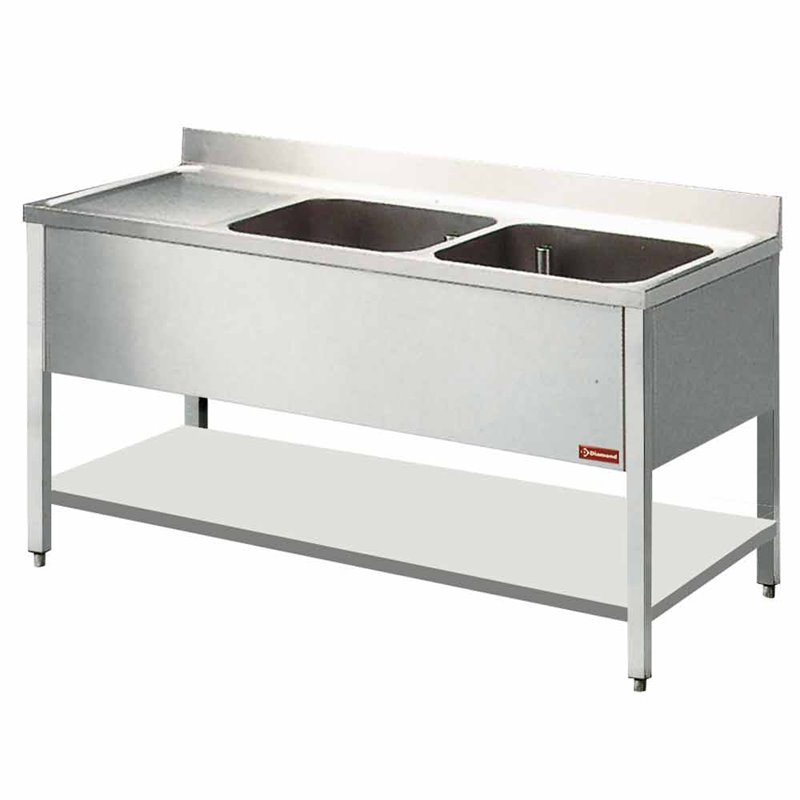 Plonge 2 cuves et 1 &eacute;gouttoir - Diamond - L1821S-D