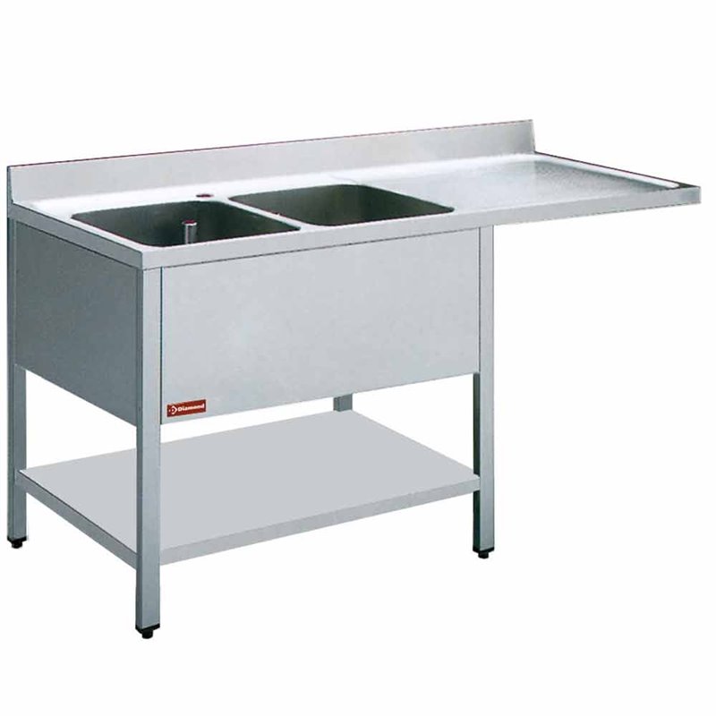 Plonge 2 cuves et 1 &eacute;gouttoir - Diamond - L1821VD-D