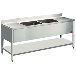Plonge 2 cuves 500x500xh325 2 egout.+piet.   - Diamond - L2021-D