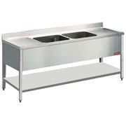 Plonge 2 cuves 500x500xh325 2 egout.+piet.   - Diamond - L2021-D