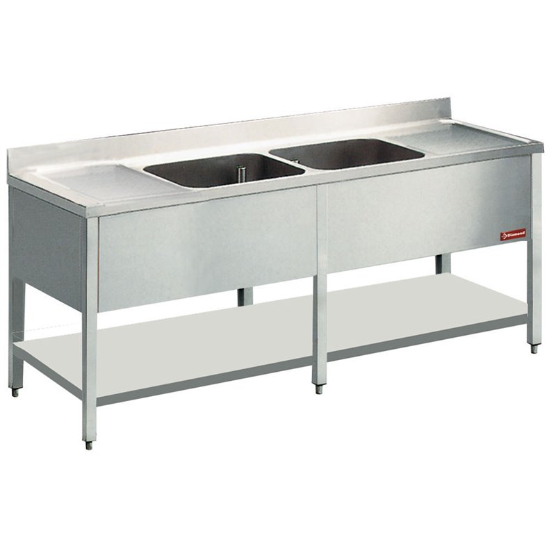 Plonge 2 cuves et 2 &eacute;gouttoirs - Diamond - L2221-D