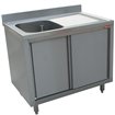 Plonge 1 cuve 600x500x275 &eacute;gouttoir droit sur armoire 2 portes coulissantes - Diamond - L1411D-AS-D