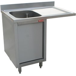 Plonge 1 cuve, &eacute;gouttoir &agrave; droite, sur armoire 1 porte battante et espace lave-vaisselle - Diamond - L1411VD-AS-D