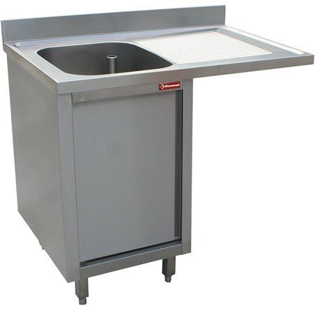 Plonge 1 cuve, &eacute;gouttoir &agrave; droite, sur armoire 1 porte battante et espace lave-vaisselle - Diamond - L1411VD-AS-D