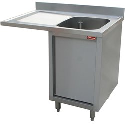 Plonge 1 cuve, &eacute;gouttoir &agrave; gauche, sur armoire 1 porte battante et espace lave vaisselle - Diamond - L1411VS-AS-D