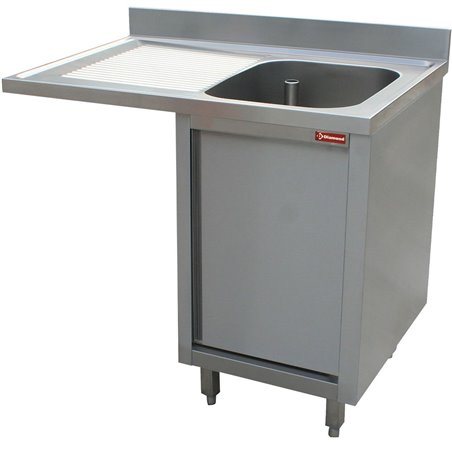 Plonge 1 cuve, &eacute;gouttoir &agrave; gauche, sur armoire 1 porte battante et espace lave vaisselle - Diamond - L1411VS-AS-D