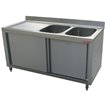 Plonge 2 cuves 400x500x275 &eacute;gouttoir gauche sur armoire 2 portes coulissantes - Diamond - L1621S-AS-D