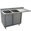 Plonge 2 cuves 500x500x325 &eacute;gouttoir droit  sur armoire 2 portes coulissantes et espace lave vaisselle - Diamond - L1821VD-AS-D