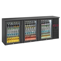 Refroidisseur de bouteilles 3 portes vitr&eacute;es, 500 litres, pieds r&eacute;glables - Diamond - RLB3-3G