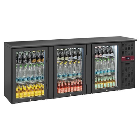 Refroidisseur de bouteilles 3 portes vitr&eacute;es, 500 litres, pieds r&eacute;glables - Diamond - RLB3-3G