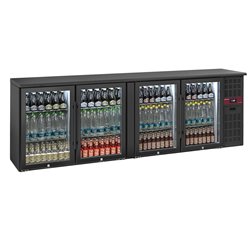 Refroidisseur de bouteilles 4 portes vitr&eacute;es, 620 litres, pieds r&eacute;glables - Diamond - RLB4-4G