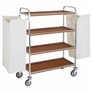 Chariot &agrave; linge inox, 4 niveaux, avec 2 sacs - ch&ecirc;ne fonc&eacute; - Diamond - C2SL/1-NC