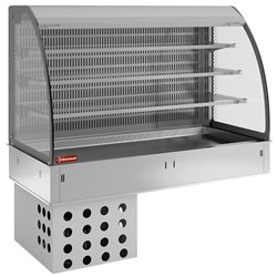 Mural avec cuve et vitrine sur 3 niveaux ouverte (avec rideau), r&eacute;frig&eacute;r&eacute;es, ventil&eacute;es, 4x GN 1/1 - Diamond - DPA/BCVA315-R2