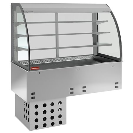 El&eacute;ment cuve et vitrine sur 3 niveaux ouverte (avec rideau), r&eacute;frig&eacute;r&eacute;es, ventil&eacute;es, 2x GN 1/1 - Diamond - DPA/RVA308-R2