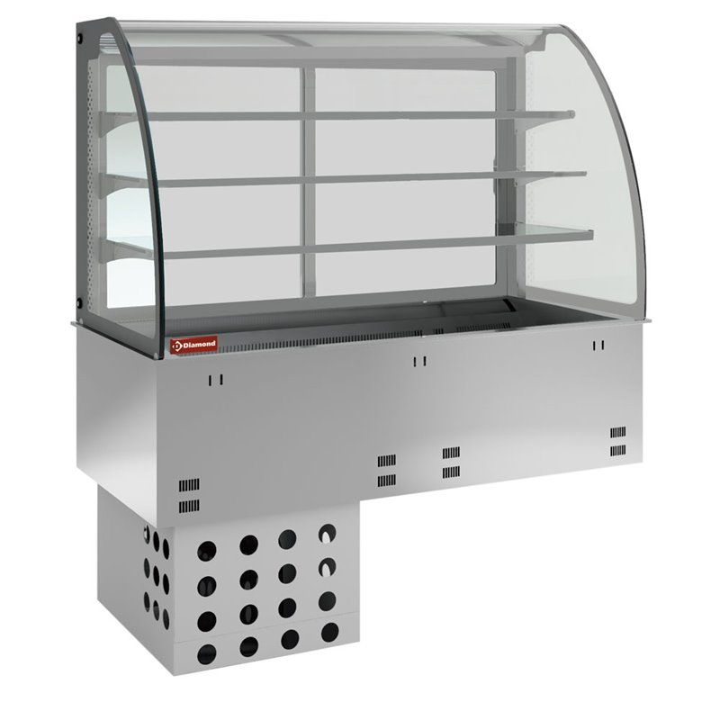 El&eacute;ment cuve et vitrine sur 3 niveaux ferm&eacute;e, r&eacute;frig&eacute;r&eacute;es, ventil&eacute;es, 5x GN 1/1 - Diamond - DPA/RVF318-R2