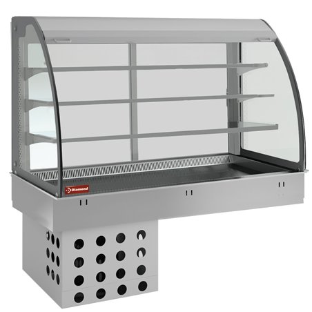 El&eacute;ment top et vitrine sur 3 niveaux ouverte (avec rideau), r&eacute;frig&eacute;r&eacute;s, ventil&eacute;s, 5x GN 1/1 - Diamond - DPA/TVA318-R2