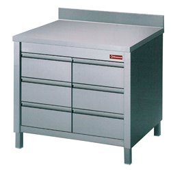 Table sur armoire avec 6 tiroirs GN1/1 - Diamond - TACS107/B-D