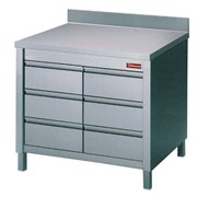 Table sur armoire avec 6 tiroirs GN1/1 - Diamond - TACS107/B-D