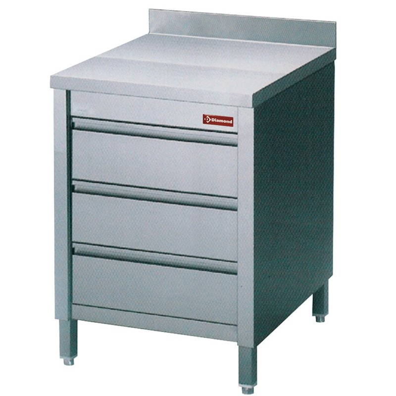Table sur armoire avec 3 tiroirs GN1/1 - Diamond - TACS67/B-D