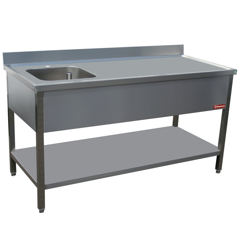 Table de chef 1 cuve gauche 400X400XH275     - Diamond - TV1471S-D