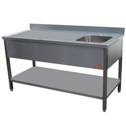 Table de chef 1 cuve 400x400h250 Dx &eacute;g.+   - Diamond - TV1871D-D