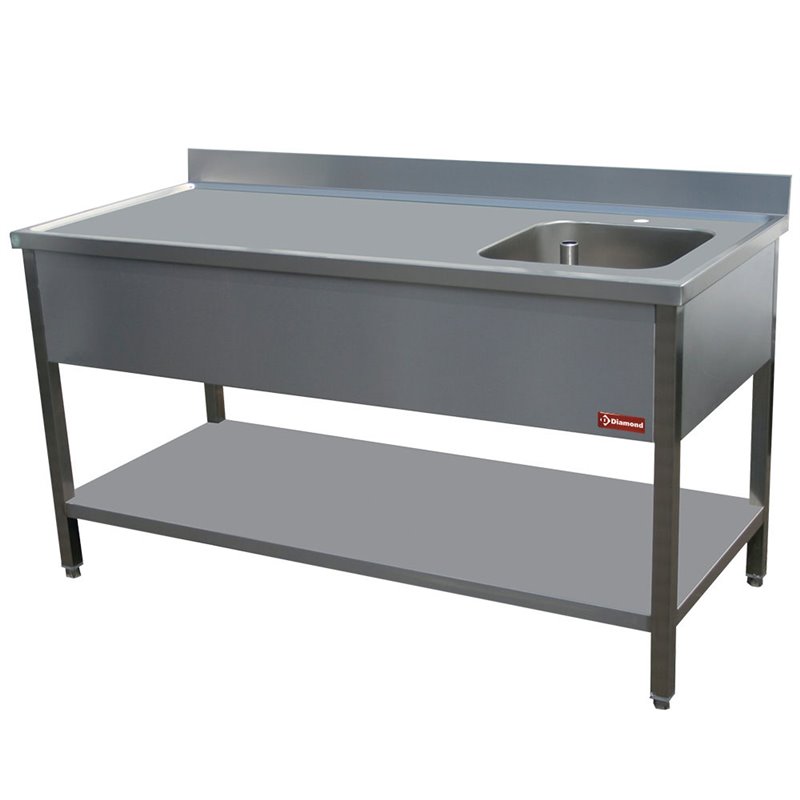 Table de chef 1 cuve 400x400h250 Dx &eacute;g.+   - Diamond - TV1871D-D