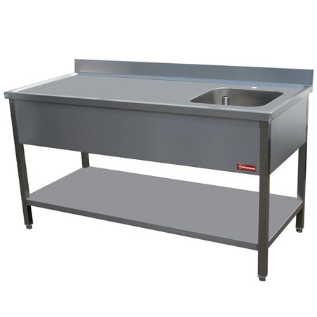 Table de chef 1 cuve 400x400h250 Dx &eacute;g.+   - Diamond - TV1871D-D