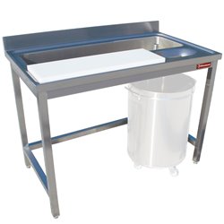 Table pr&eacute;paration et lavage l&eacute;gumes, murale - Diamond - TPL1270D