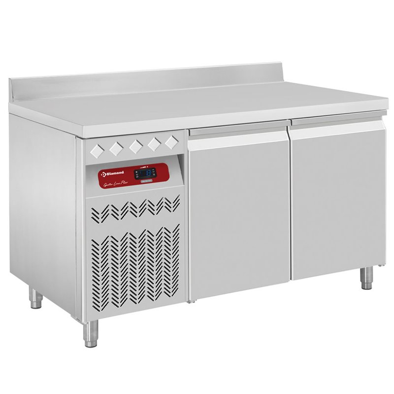 Table frigorifique "murale" ventil&eacute;e, 2 portes GN 1/1, 260 Lit. groupe &agrave; gauche - Diamond - DT131/P9AGX
