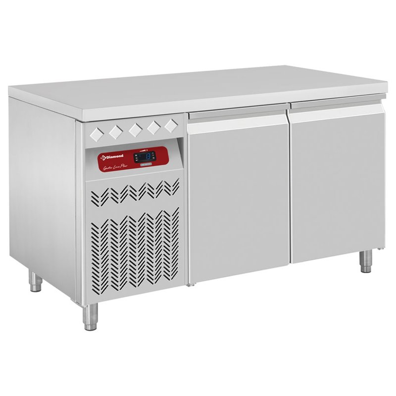 Table frigorifique ventil&eacute;e, 2 portes GN 1/1, 260 Lit. groupe &agrave; gauche - Diamond - DT131/P9GX