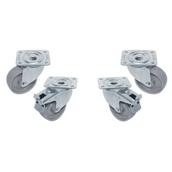 Kit 4 Roues inox pour tables, pivotantes, 2x avec freins - Diamond - RTG4-P9