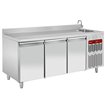 Table frigorifique "murale", ventil&eacute;e, 3 portes GN 1/1, avec &eacute;vier - Diamond - TG3N/HA-R2EV