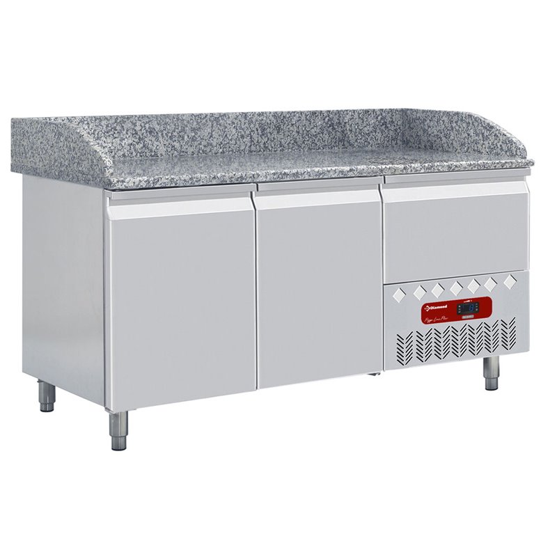 Table frigo 2 portes 600x400, 1 tiroir neutre (4x bacs 600x400) - Diamond - TP23/P9