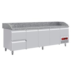 Table frigo 3 portes 600x400, 2 tiroirs neutres (8x bacs 600x400) + tiroir ustensiles - Diamond - TP361/P9