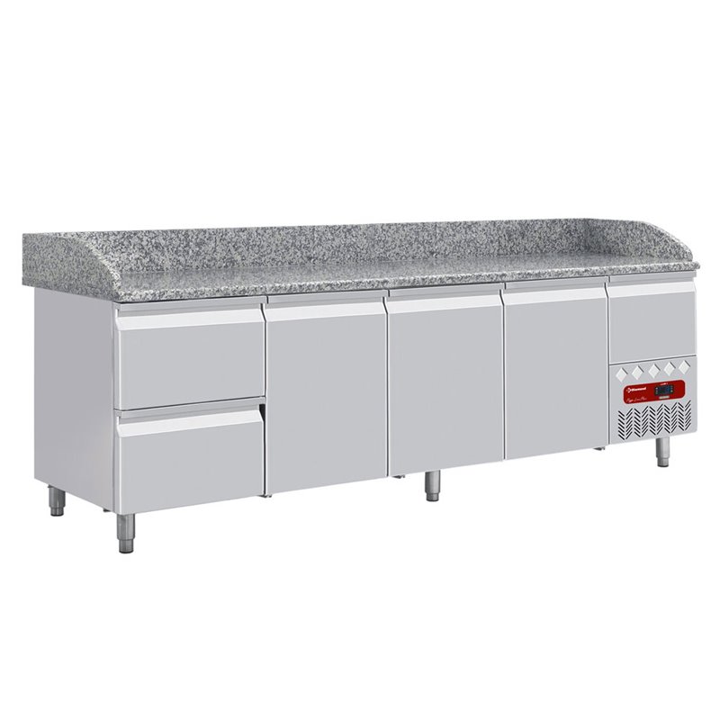 Table frigo 3 portes 600x400, 2 tiroirs neutres (8x bacs 600x400) + tiroir ustensiles - Diamond - TP361/P9