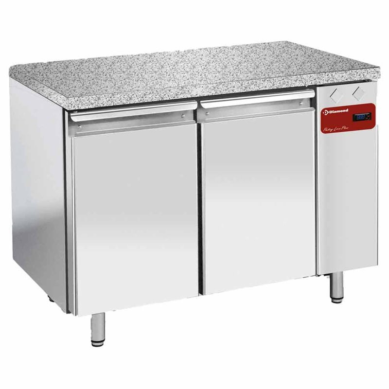 Table de cong&eacute;lation, vent., 2 portes EN 600x400 - Top en granit (Sans groupe) - Diamond - TPS2B/HG
