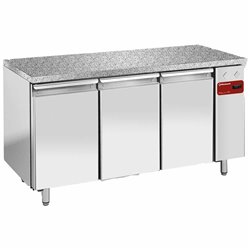 Table frig., vent.,3 portes EN 600x400 - Top en granit (Sans groupe) - Diamond - TPS3N/HG