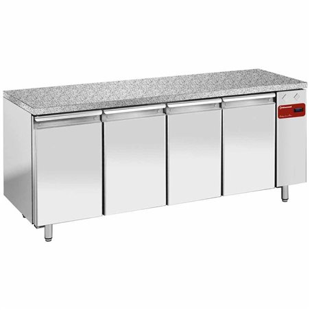 Table frig., vent.,4 portes EN 600x400 - Top en granit (Sans groupe) - Diamond - TPS4N/HG