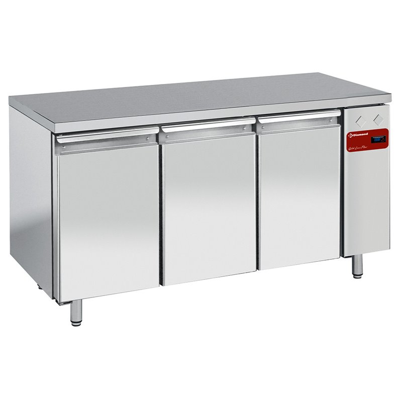 Table de cong&eacute;lation, ventil&eacute;e, 3 portes GN 1/1, (Sans groupe) - Diamond - TS3B/H
