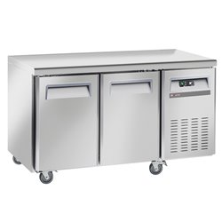 Table de cong&eacute;lation, ventil&eacute;, 2 portes GN 1/1, sur roues, 2 avec freins - Diamond - WR-GTB2-2B