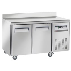 Table de cong&eacute;lation, ventil&eacute;, 2 portes GN 1/1, avec dosseret, sur roues, 2 avec  - Diamond - WR-GTB2-2BD