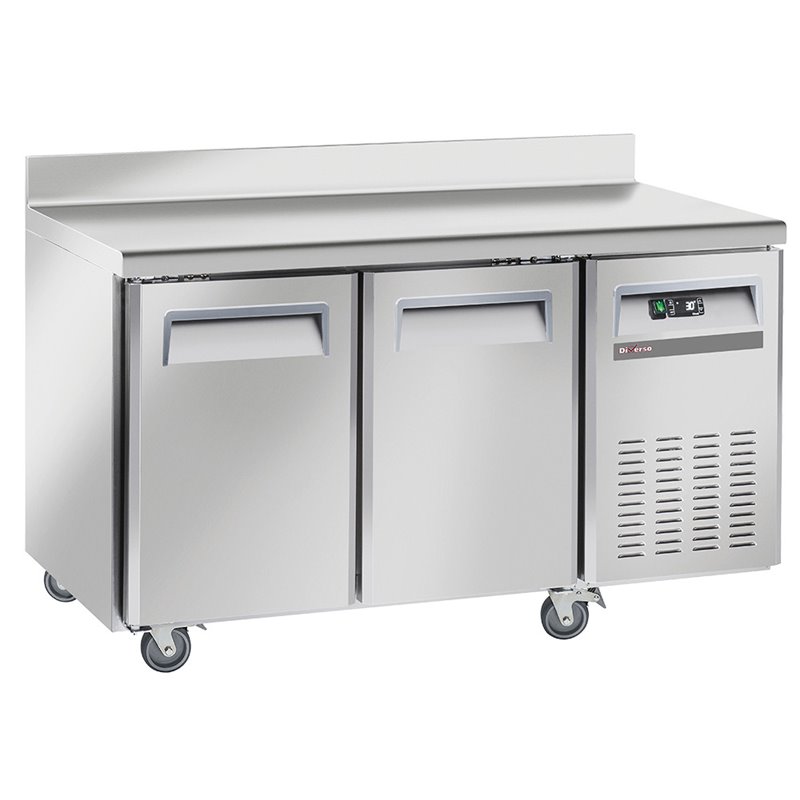Table de cong&eacute;lation, ventil&eacute;, 2 portes GN 1/1, avec dosseret, sur roues, 2 avec  - Diamond - WR-GTB2-2BD