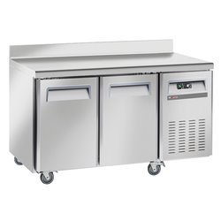 Table frigorifique, ventil&eacute;, 2 portes GN1/1, avec dosseret, sur roues, 2 avec freins - Diamond - WR-GTN2-2ND