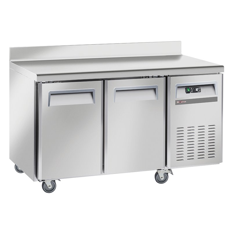 Table frigorifique, ventil&eacute;, 2 portes GN1/1, avec dosseret, sur roues, 2 avec freins - Diamond - WR-GTN2-2ND